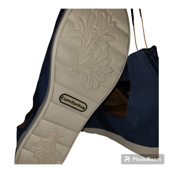 Sh169 Comfortiva Paisley Ladies Blue Pillowtop Memory Foam Sandals 9.5 - Picture 2 of 6